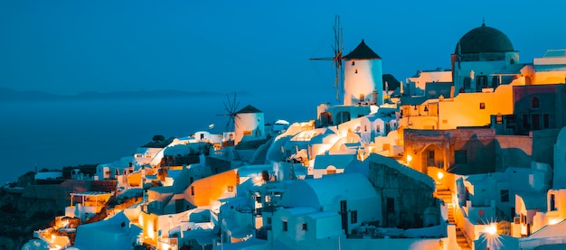 Widok Oia Nocą, Santorini