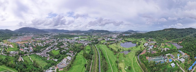 Widok Panoramiczny Widok Z Lotu Ptaka Dzielnicy Kathu Phuket Tajlandia Z Kamery Drone Wysoki Kąt Widzenia