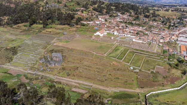 Widok ruin świątyni Inków Chinchero w Cusco