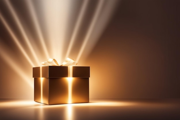 Widok tajemniczego kartonowego pudełka z błyszczącym światłem wpadającym z tła drugiego dnia świąt Bożego Narodzenia