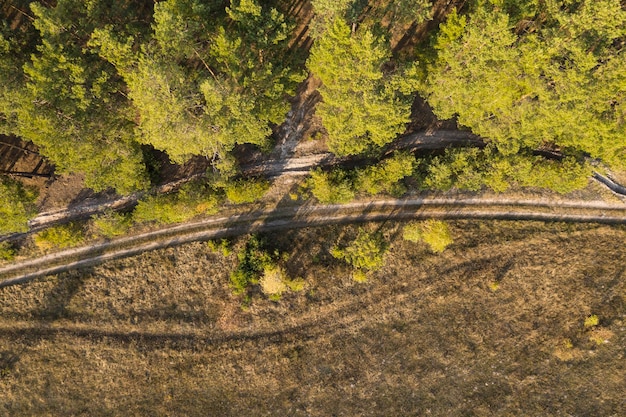 Widok Wiejskiej Drogi Z Góry Widok Z Lotu Ptaka