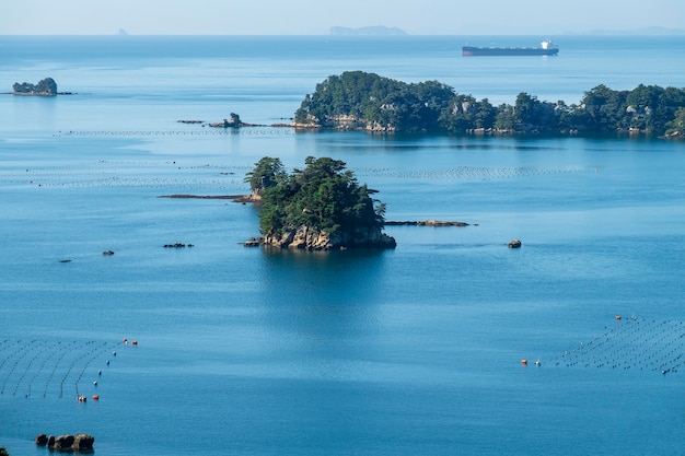 Widok wiele wyspy i morza Kujuku islandin Sasebo