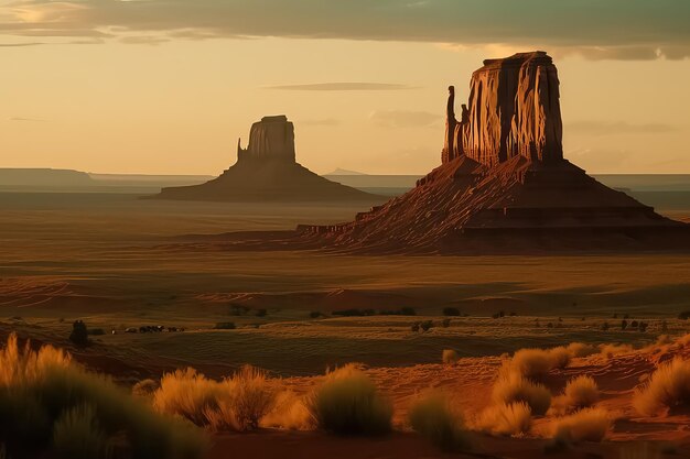 Widok wschodu słońca w Monument Valley USA AI