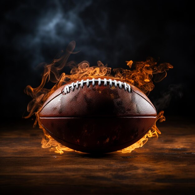 Widok z bliska piłki do futbolu amerykańskiego z dynamicznymi efektami dymu dla rozmiaru postu w mediach społecznościowych