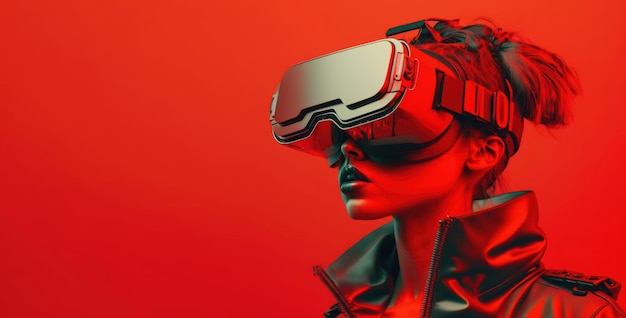 Widok z boku młodych ludzi zakładających okulary VR wygenerowane przez Ai