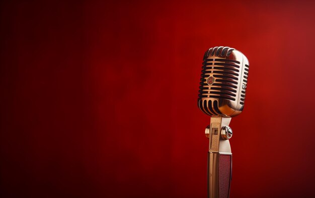 Widok z boku na mikrofon radiowy z miejsca na kopię