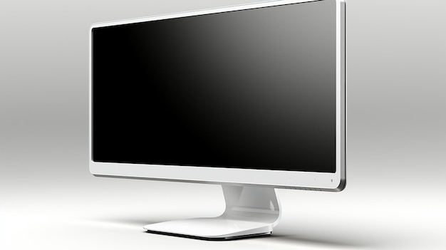 Zdjęcie widok z boku pustego monitora komputerowego na białym tle ze ścieżką przycinającą na ekranie