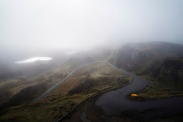 Widok Z Drona Na Mglisty Quiraing Na Wyspie Skye W Szkocji