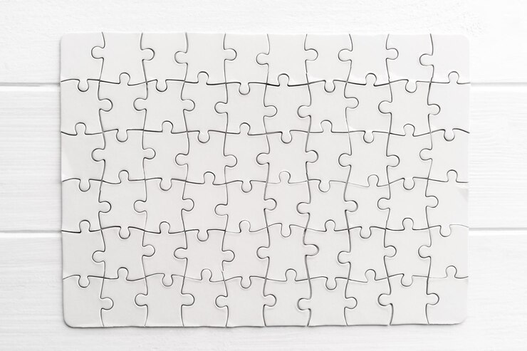 Zdjęcie widok z góry na białe puzzle