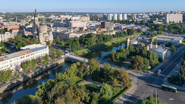 Widok z góry na centralną część miasta Charków