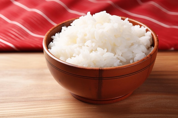 Widok z góry na danie azjatyckie z ryżem i pałeczkami
