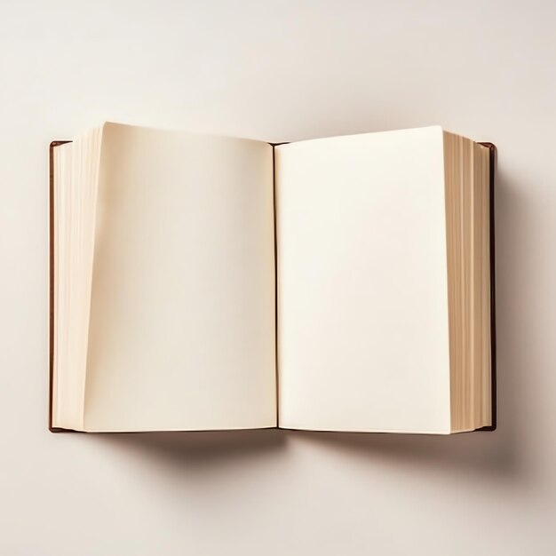 Widok z góry na otwartą książkę z pustymi, białymi stronami Skład notesu dla czasopism katalogowych