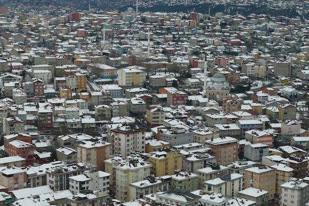 Widok z góry na pejzaż śnieżny w Stambule
