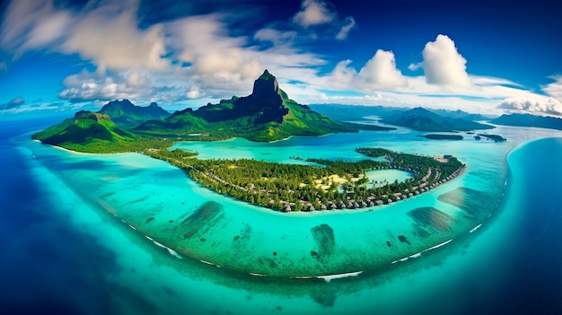 widok z góry na piękną plażę i tropikalne wyspy seszeli Generative AI