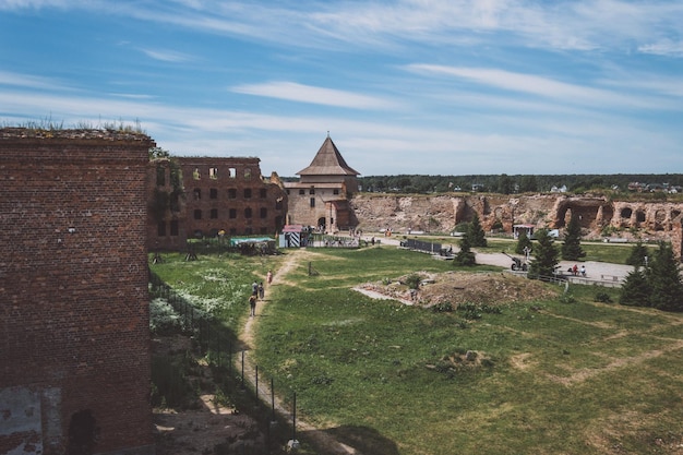 Widok z góry na terytorium twierdzy Oreszek w Rosji