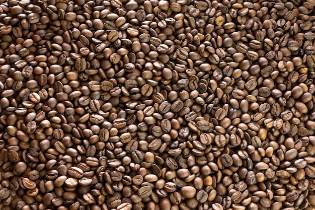 Widok z góry na tło ziaren kawy