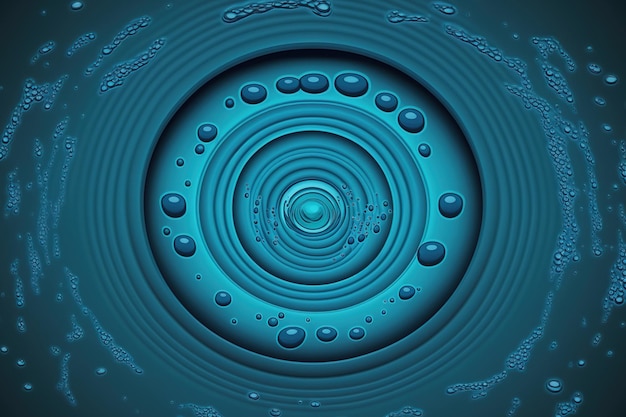 Widok z góry Niebieskie pierścienie wody z bliska Z bliska krople wody wpływają na powierzchnię