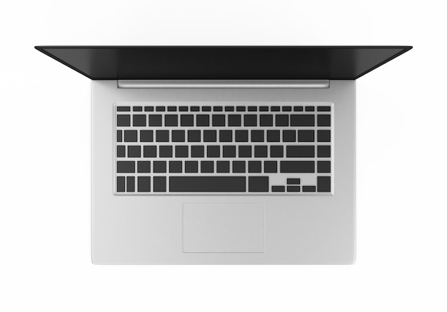 Widok Z Góry Nowoczesny Laptop Slim Na Białym Tle