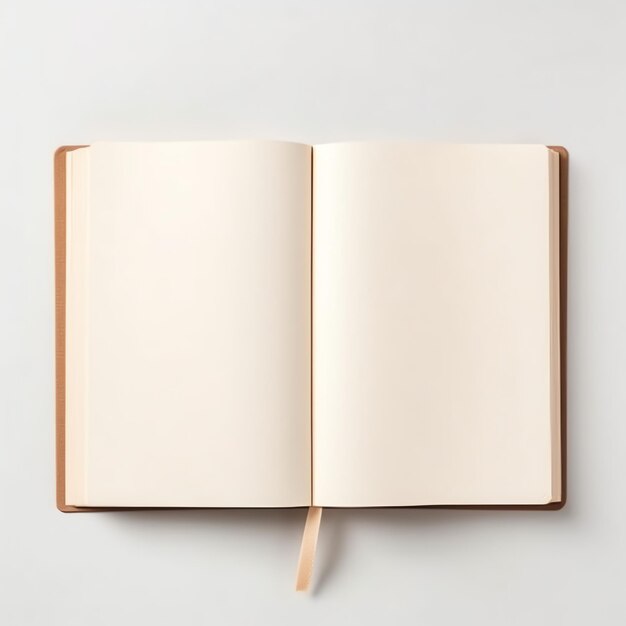 Widok z góry otwartej książki z pustymi, białymi stronami Kompozycja notatnika dla czasopism katalogowych