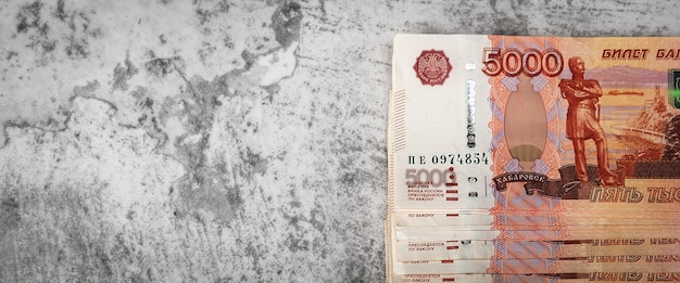 Widok Z Góry Rosyjskich Banknotów Gotówkowych