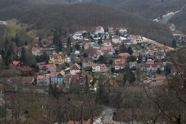 Widok Z Góry średniowieczne Miasto W Saksonii W Niemczech