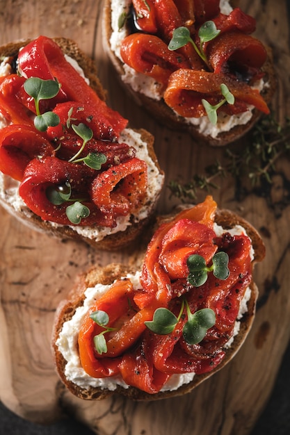 Widok z góry Włoska bruschetta antipasti