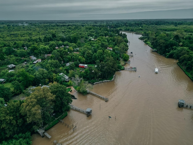 Widok z helikoptera na Tigre Buenos Aires w Argentynie