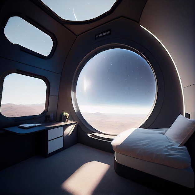 Widok z kabiny pasażerskiej statku kosmicznego
