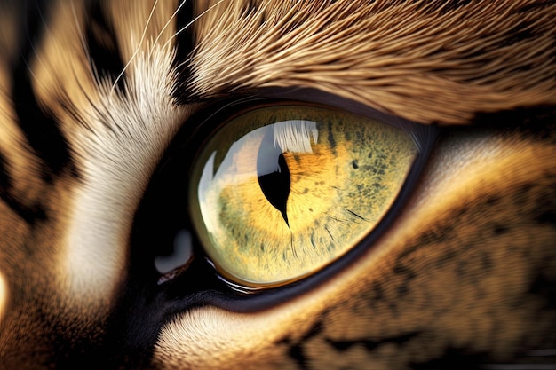 Widok z kociego oka z bliska pyska kotów