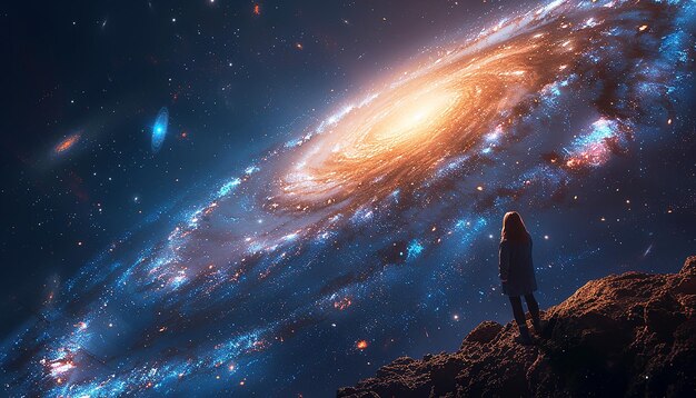 Widok z kosmosu na galaktykę spiralną i gwiazdy Wszechświat wypełniony gwiazdami mgławica i galaktyka Elementy tego obrazu dostarczone przez NASA