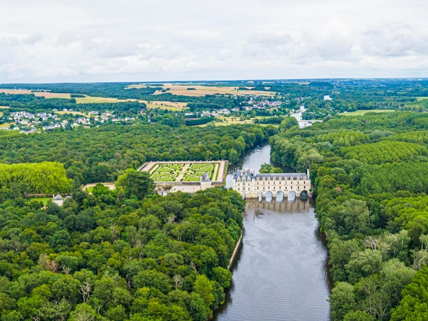 Widok z lotu ptaka Chenonceau catle loire et cher france