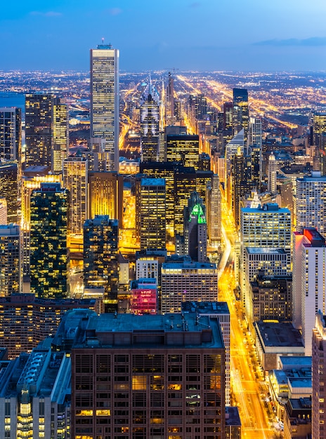 Widok z lotu ptaka Chicago Skylines południe