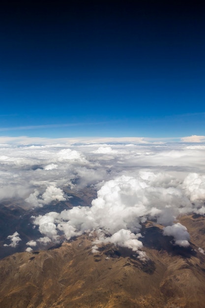 Widok z lotu ptaka Chmury nad Andami w Cusco Peru