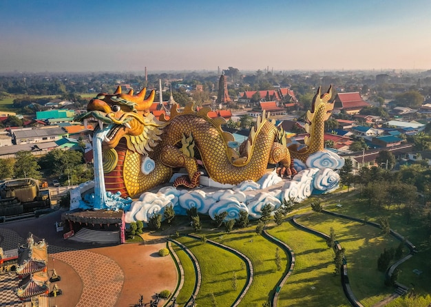 Widok z lotu ptaka Dragon Paradise Park Suphan buri w Tajlandii