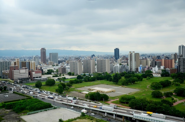 Widok Z Lotu Ptaka Gród Miasta Osaka W Okolicach Zamku Osaka 10 Lipca 2015 R. W Osace W Japonii