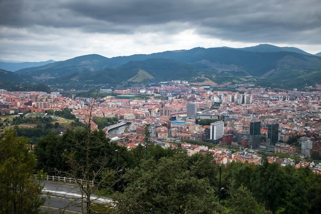 Widok z lotu ptaka miasta Bilbao Kraj Basków Hiszpania