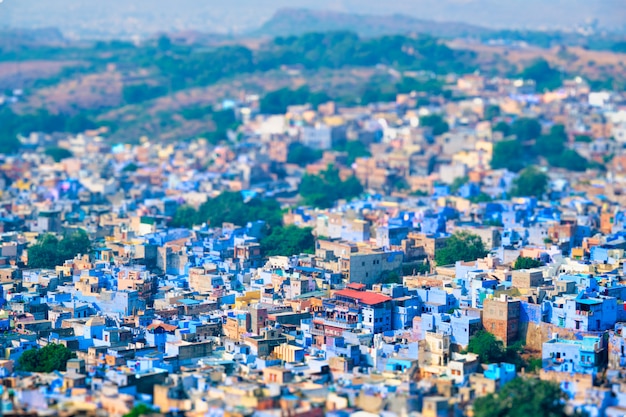 Widok z lotu ptaka miasta Jodhpur Blue. Jodphur, Radżastan, Indie