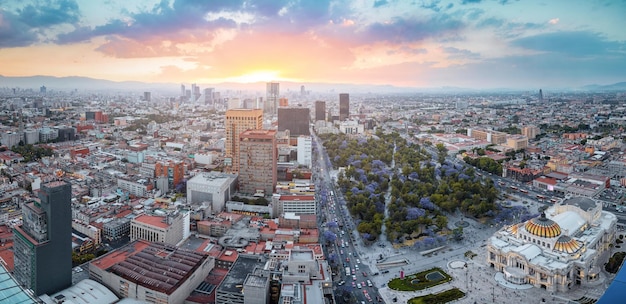 Widok z lotu ptaka miasta Meksyk z Torre Latinoamericana