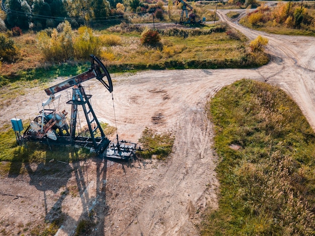 Widok z lotu ptaka miejsca kopiowania pompy olejowej