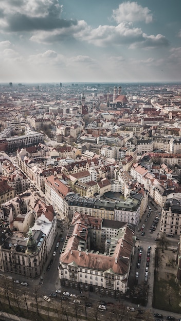 Zdjęcie widok z lotu ptaka monachium miasto w bavaria, niemcy.