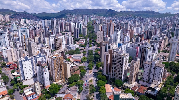 Widok z lotu ptaka na centralny region budynków handlowych Belo Horizonte Minas Gerais Brazylia