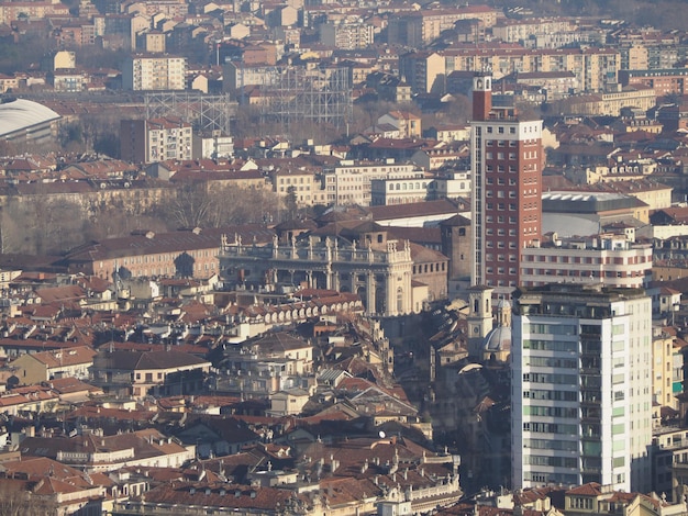 Widok z lotu ptaka na centrum Turynu