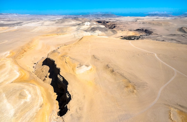 Widok z lotu ptaka na Kanion Zagubionych w Ica, Peru