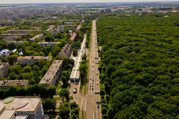 Widok z lotu ptaka na krajobraz miasta