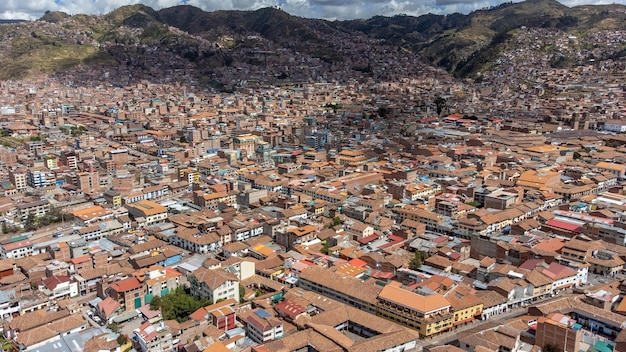 Widok z lotu ptaka na miasto Cusco