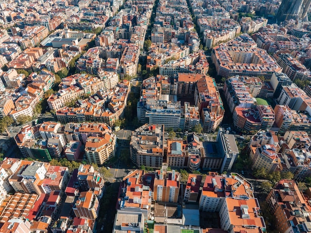 Widok z lotu ptaka na panoramę miasta Barcelona