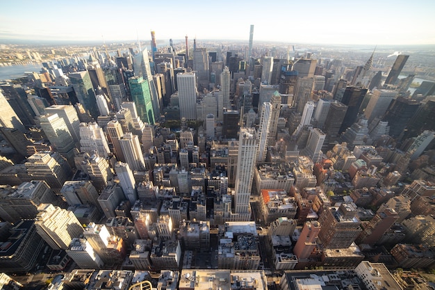 Widok z lotu ptaka na panoramę Nowego Jorku, Manhattan, Nowy Jork