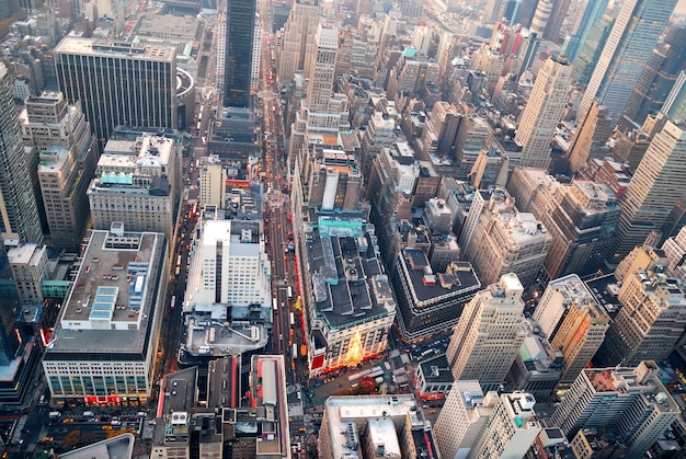 Widok z lotu ptaka na panoramę Nowego Jorku na Manhattanie