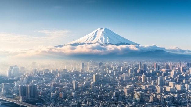 Widok z lotu ptaka na panoramę Tokio