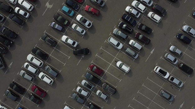 Widok Z Lotu Ptaka Na Parking Samochodowy